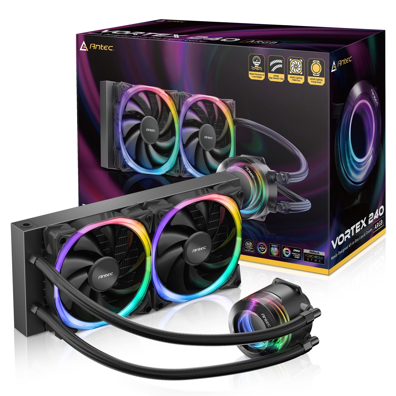 ANTEC Vortex 240 ARGB AiO Liquid CPU Cooler, Universal Socket