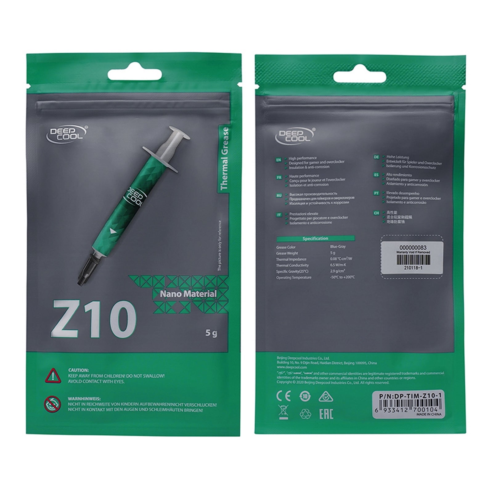 DeepCool Z10 Thermal Compound Syringe, 5g, Cobalt Blue