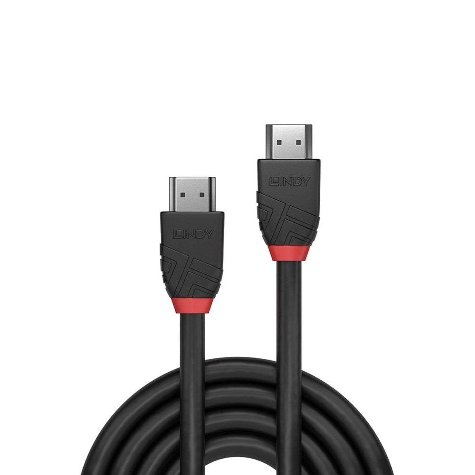 LINDY 36470 Black Line HDMI Cable, HDMI 2.0 (M) to HDMI 2.0 (M), 0.5m, Black & Red