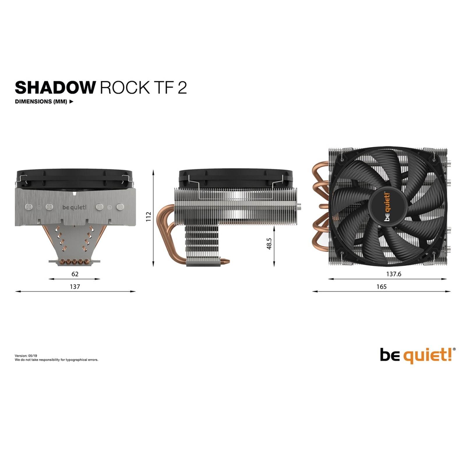 be quiet! Shadow Rock TF 2 Fan CPU Cooler, Universal Socket