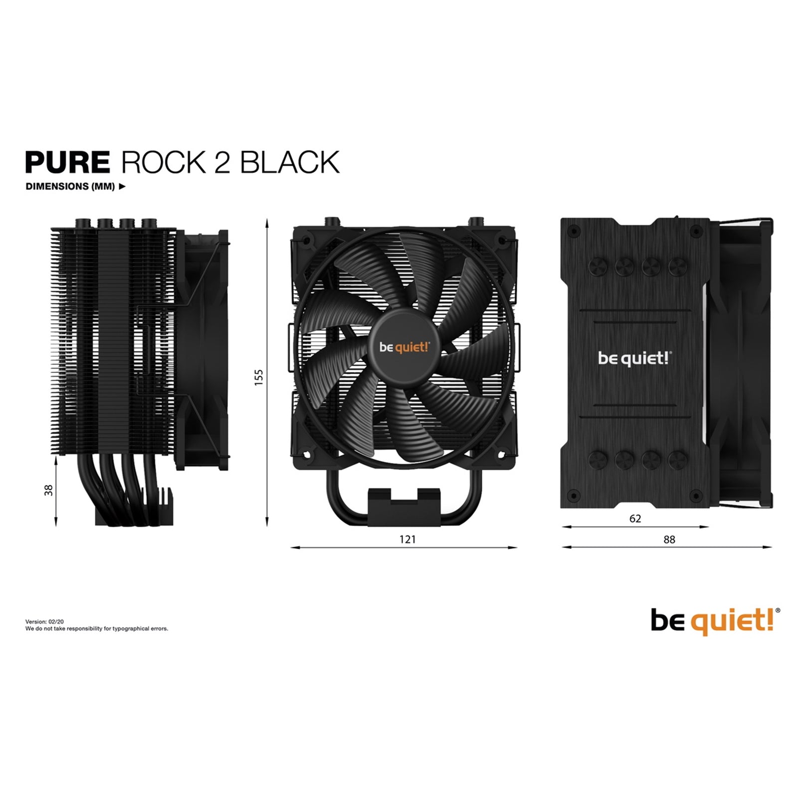 be quiet! Pure Rock 2 Black Fan CPU Cooler, Universal Socket