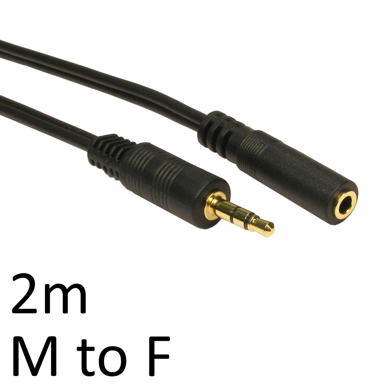 3.5mm (M) Stereo Plug to 3.5mm (F) Stereo Socket 2m Black